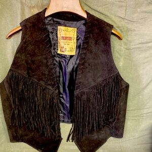 Frontier Collection Vintage Black Fringe Vest